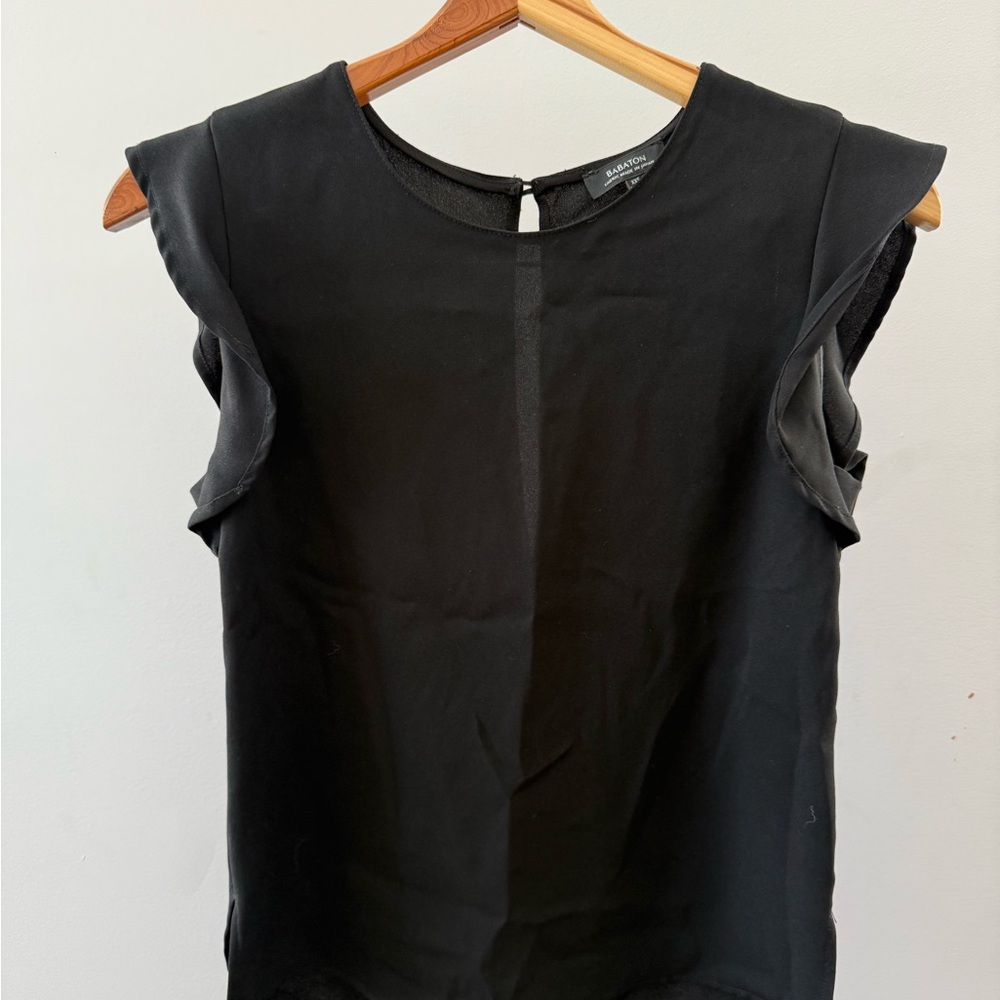 Babaton Black Ruffle Sleeve Blouse